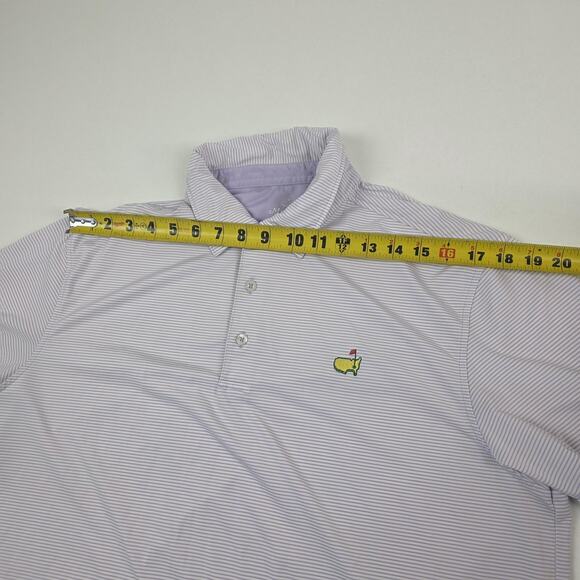 Masters Tech Polo Shirt Mens Large Purple White Stripe Golf Performance Stretch - Picture 6 of 9